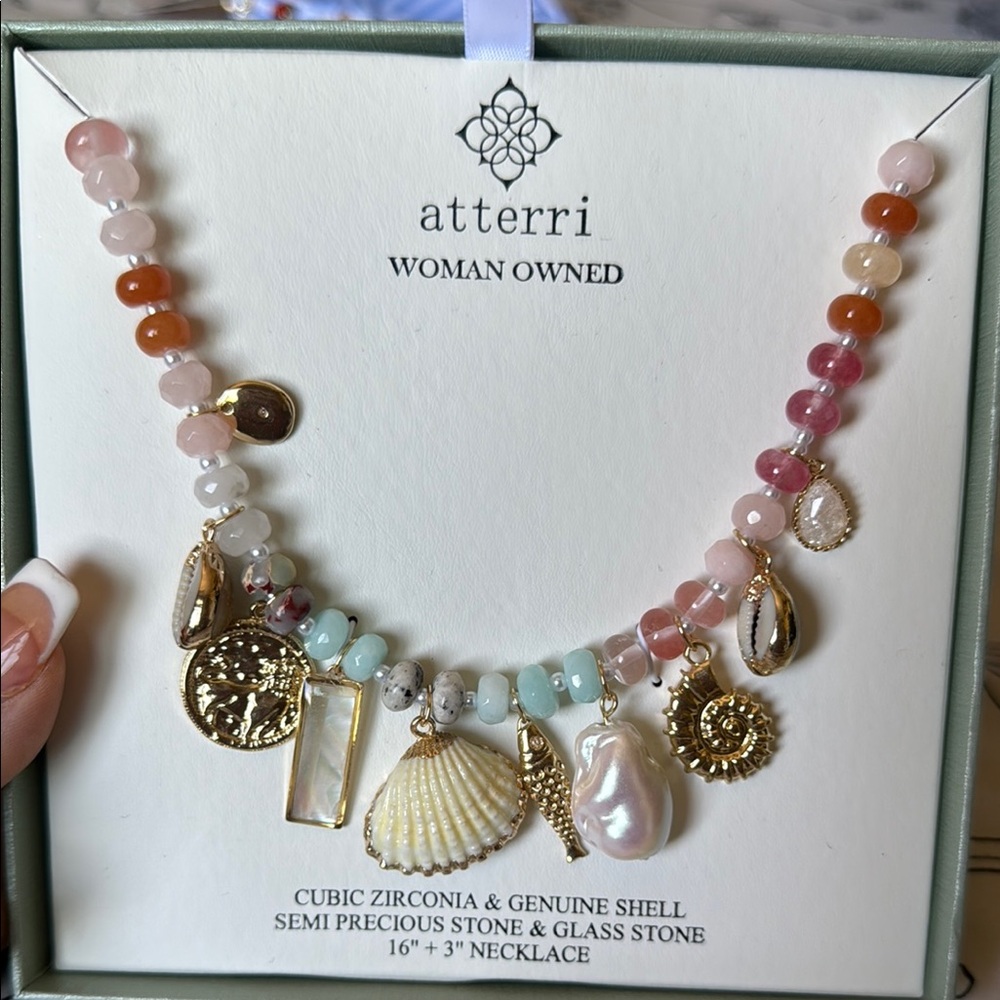 TJ MAXX VIRAL Gold and Pink Necklace with Elegant Swirl Patterns